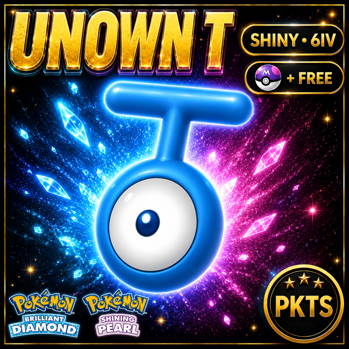 Shiny Unown T for Pokémon Brilliant Diamond & Shining Pearl (BDSP), 6IV, PKTS.