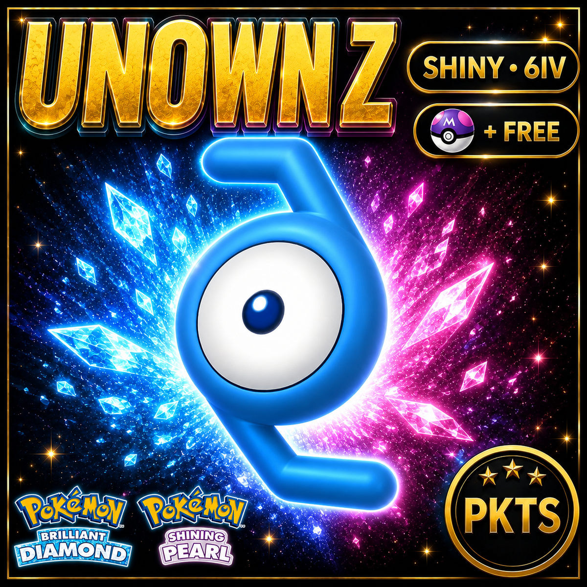 Shiny Unown Z for Pokémon Brilliant Diamond & Shining Pearl (BDSP), 6IV, PKTS.