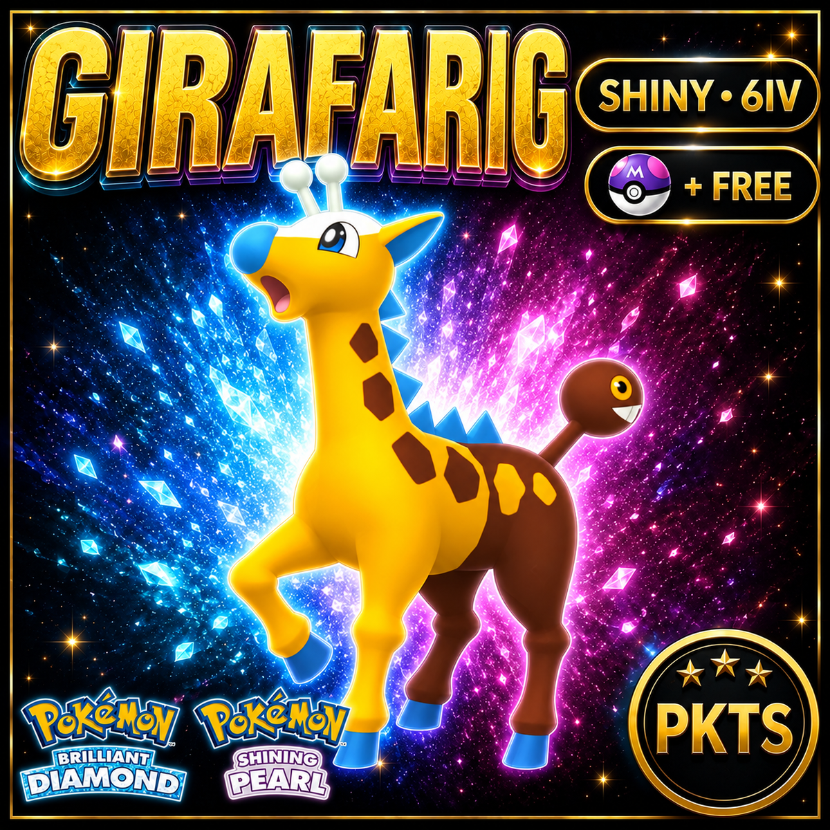 Shiny Girafarig for Pokémon Brilliant Diamond & Shining Pearl (BDSP), 6IV, PKTS.