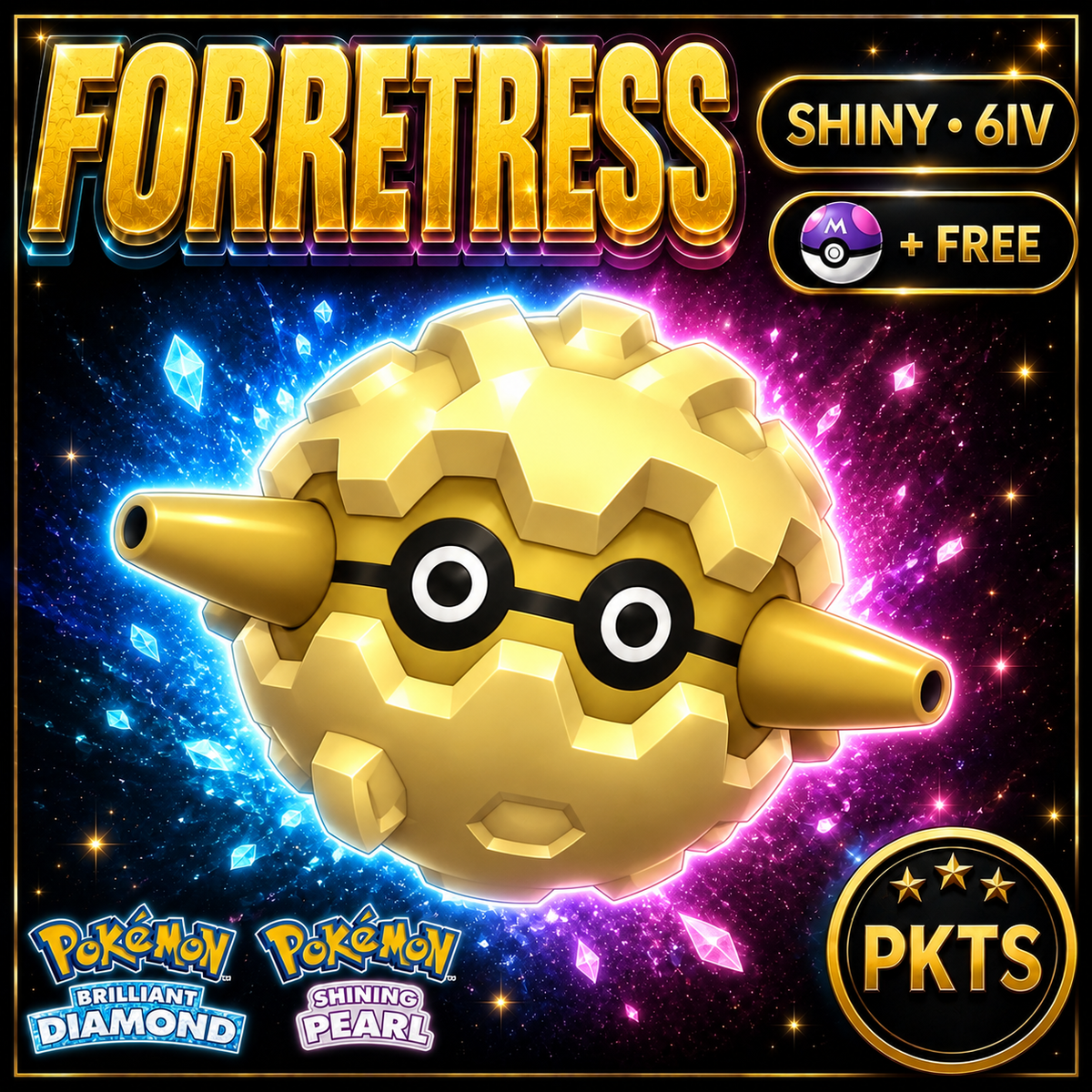 Shiny Forretress for Pokémon Brilliant Diamond & Shining Pearl (BDSP), 6IV, PKTS.