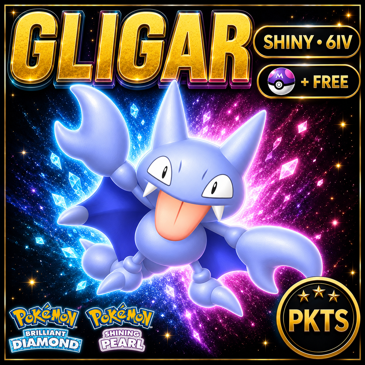 Shiny Gligar for Pokémon Brilliant Diamond & Shining Pearl (BDSP), 6IV, PKTS.