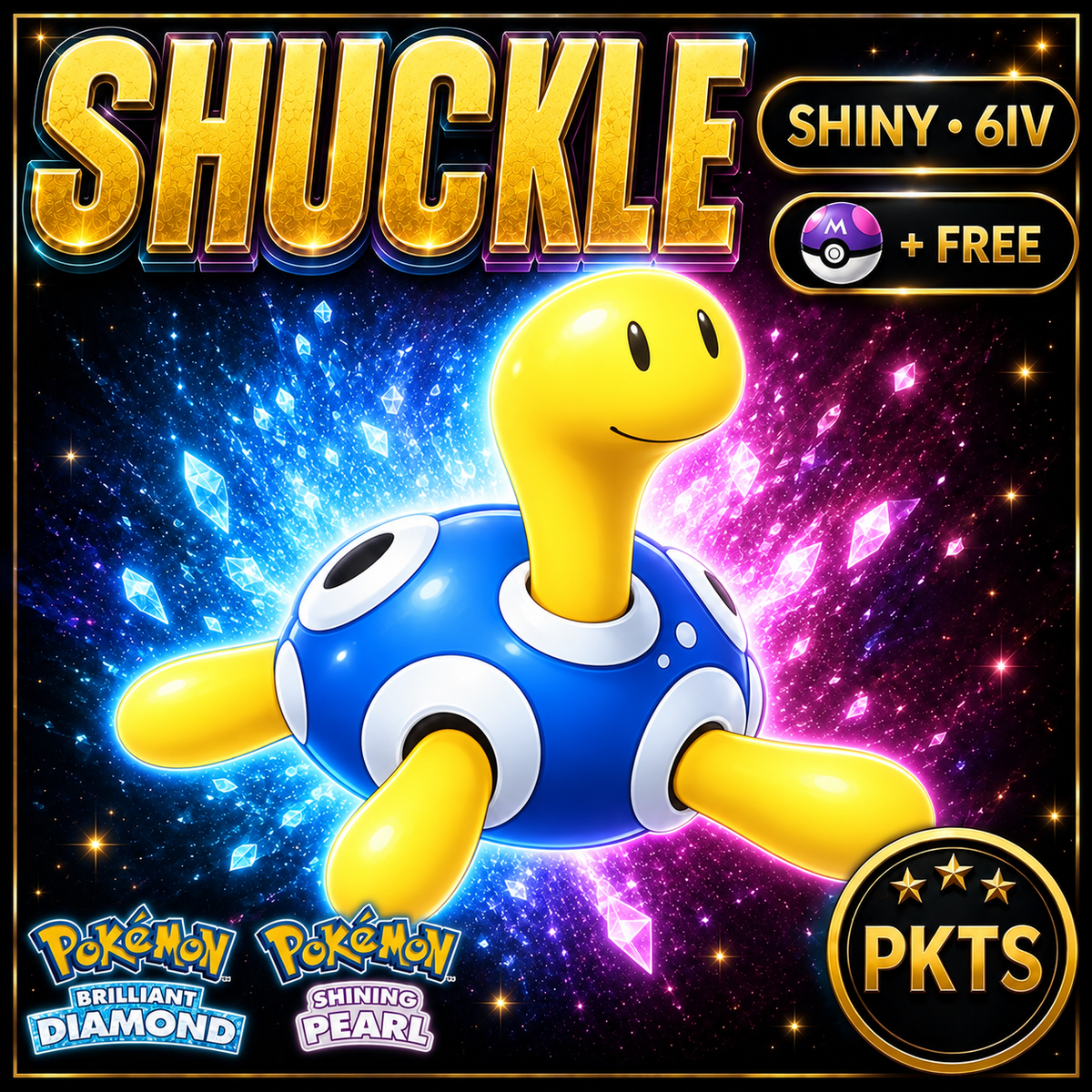 Shiny Shuckle for Pokémon Brilliant Diamond & Shining Pearl (BDSP), 6IV, PKTS.