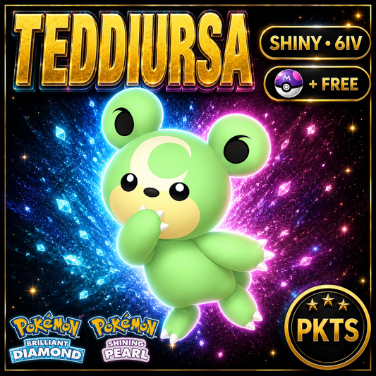 Shiny Teddiursa for Pokémon Brilliant Diamond & Shining Pearl (BDSP), 6IV, PKTS.