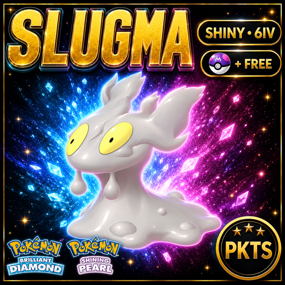Shiny Slugma for Pokémon Brilliant Diamond & Shining Pearl (BDSP), 6IV, PKTS.