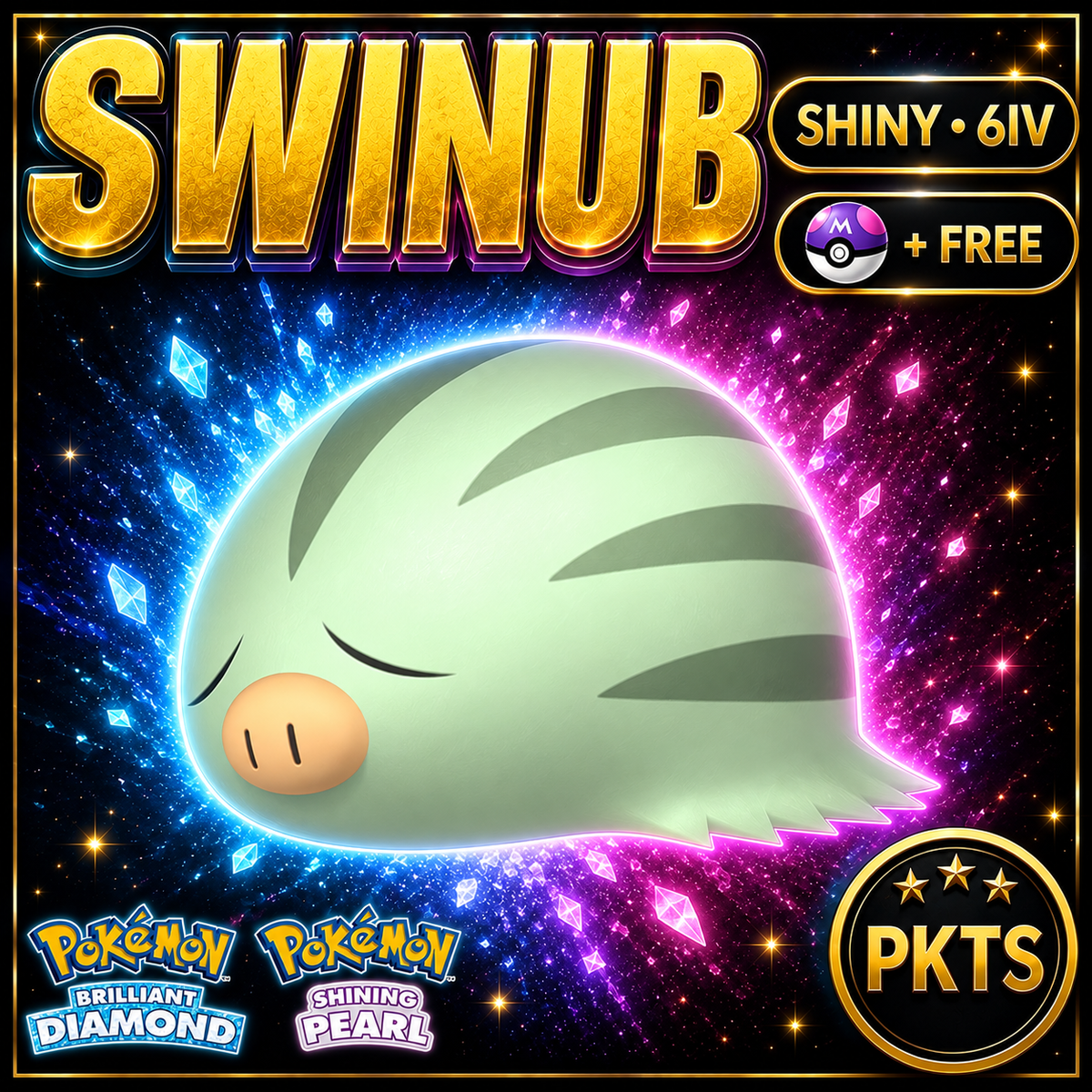 Shiny Swinub for Pokémon Brilliant Diamond & Shining Pearl (BDSP), 6IV, PKTS.