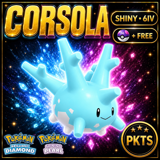 Shiny Corsola for Pokémon Brilliant Diamond & Shining Pearl (BDSP), 6IV, PKTS.