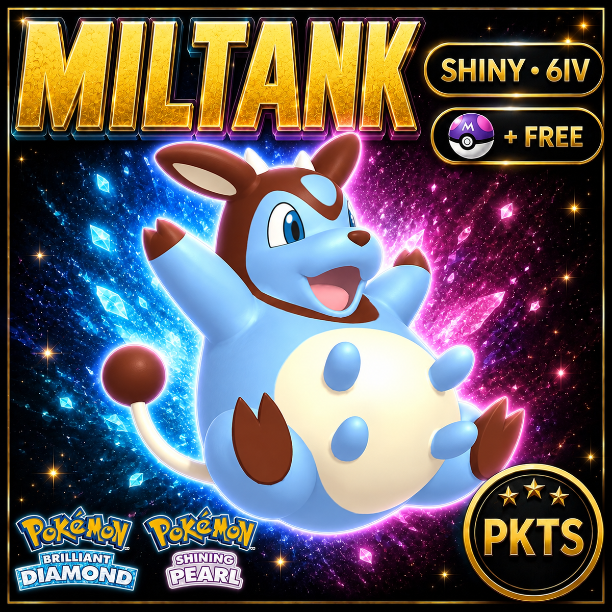 Shiny Miltank for Pokémon Brilliant Diamond & Shining Pearl (BDSP), 6IV, PKTS.