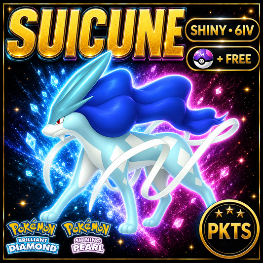 Shiny Suicune for Pokémon Brilliant Diamond & Shining Pearl (BDSP), 6IV, PKTS.