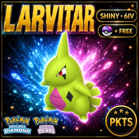 Shiny Larvitar for Pokémon Brilliant Diamond & Shining Pearl (BDSP), 6IV, PKTS.