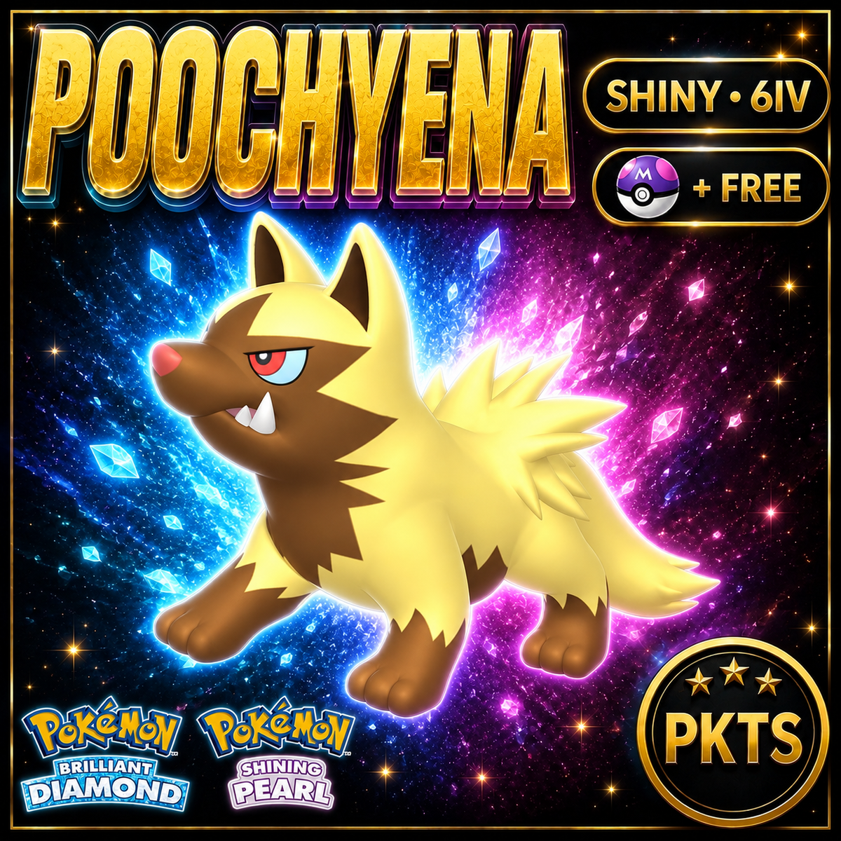 Shiny Poochyena for Pokémon Brilliant Diamond & Shining Pearl (BDSP), 6IV, PKTS.