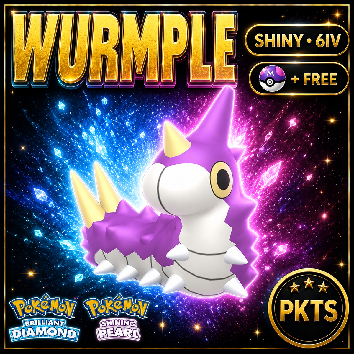 Shiny Wurmple for Pokémon Brilliant Diamond & Shining Pearl (BDSP), 6IV, PKTS.