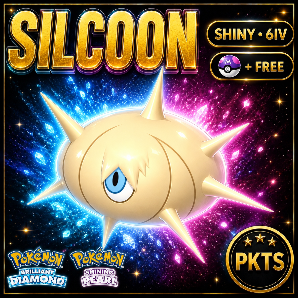 Shiny Silcoon for Pokémon Brilliant Diamond & Shining Pearl (BDSP), 6IV, PKTS.