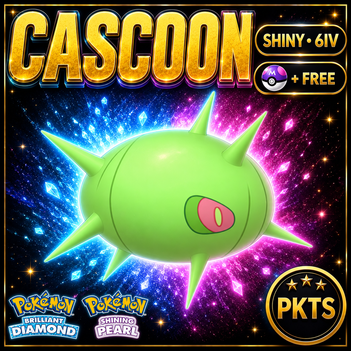 Shiny Cascoon for Pokémon Brilliant Diamond & Shining Pearl (BDSP), 6IV, PKTS.