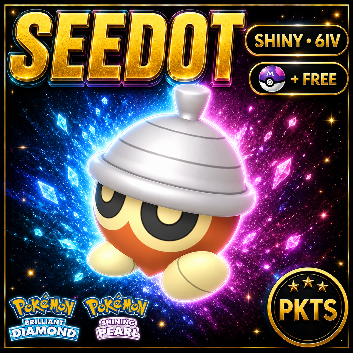 Shiny Seedot for Pokémon Brilliant Diamond & Shining Pearl (BDSP), 6IV, PKTS.