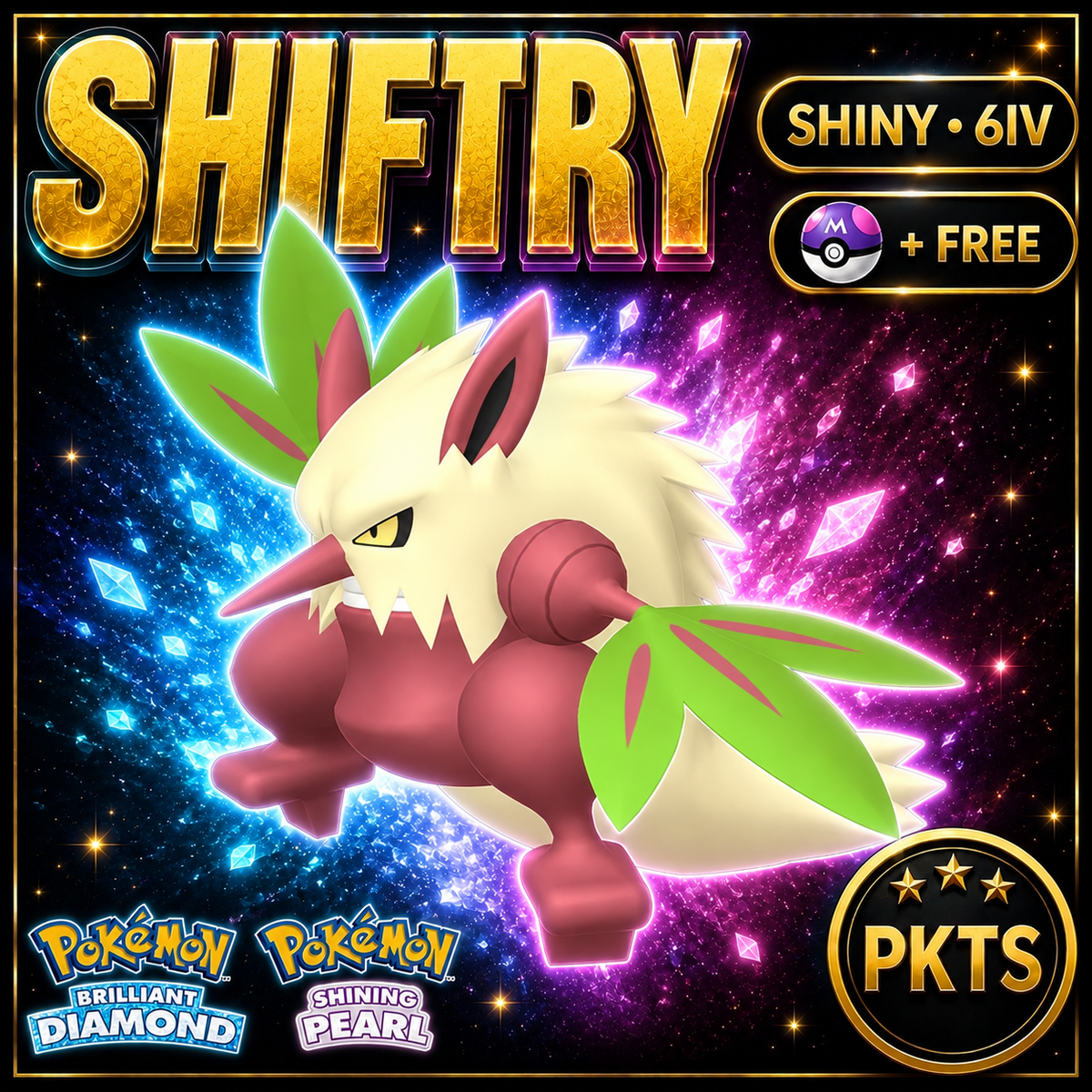 Shiny Shiftry for Pokémon Brilliant Diamond & Shining Pearl (BDSP), 6IV, PKTS.