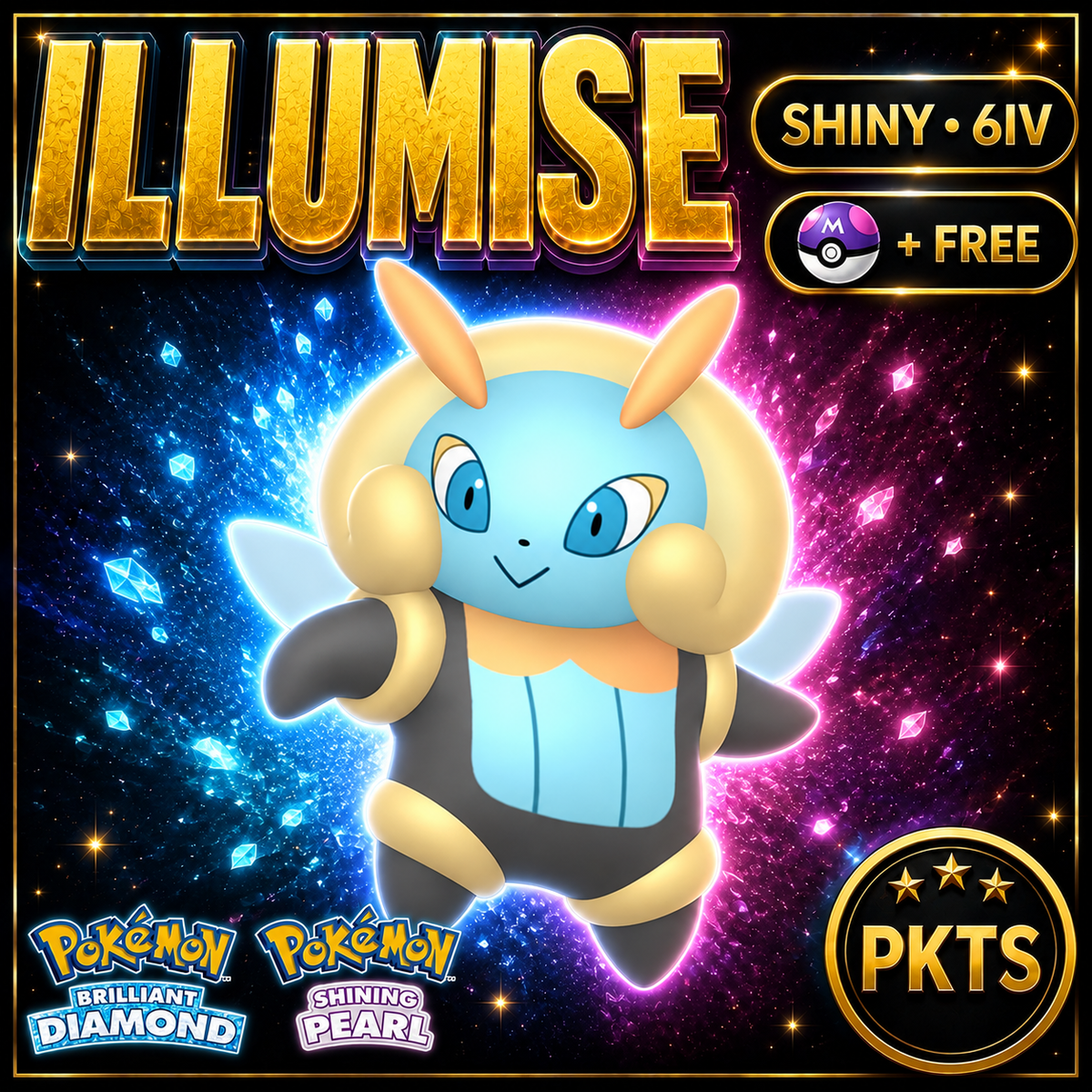 Shiny Illumise for Pokémon Brilliant Diamond & Shining Pearl (BDSP), 6IV, PKTS.