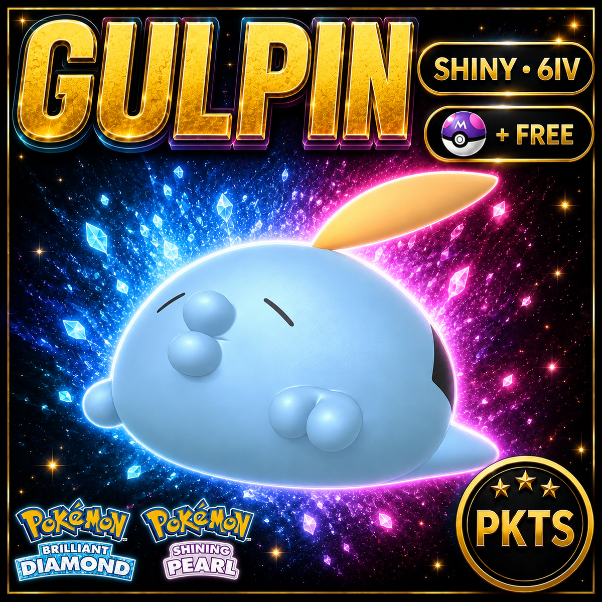 Shiny Gulpin for Pokémon Brilliant Diamond & Shining Pearl (BDSP), 6IV, PKTS.