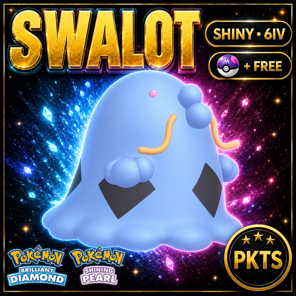Shiny Swalot for Pokémon Brilliant Diamond & Shining Pearl (BDSP), 6IV, PKTS.