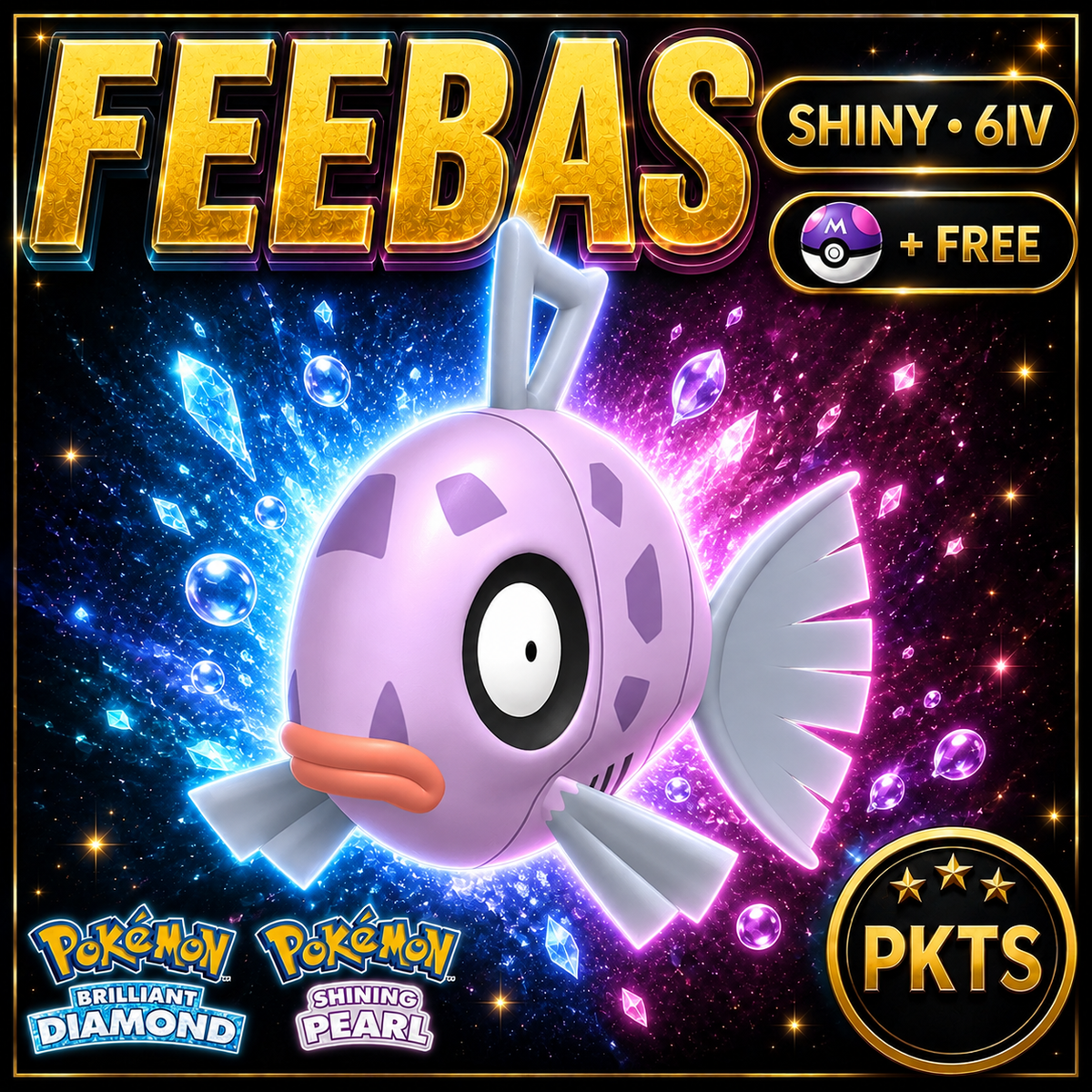 Shiny Feebas for Pokémon Brilliant Diamond & Shining Pearl (BDSP), 6IV, PKTS.