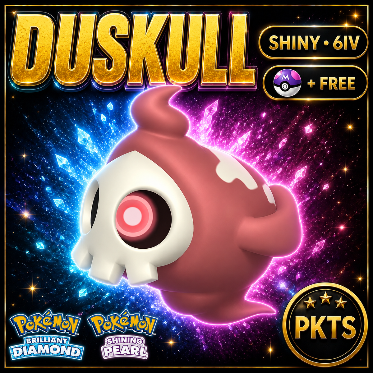 Shiny Duskull for Pokémon Brilliant Diamond & Shining Pearl (BDSP), 6IV, PKTS.