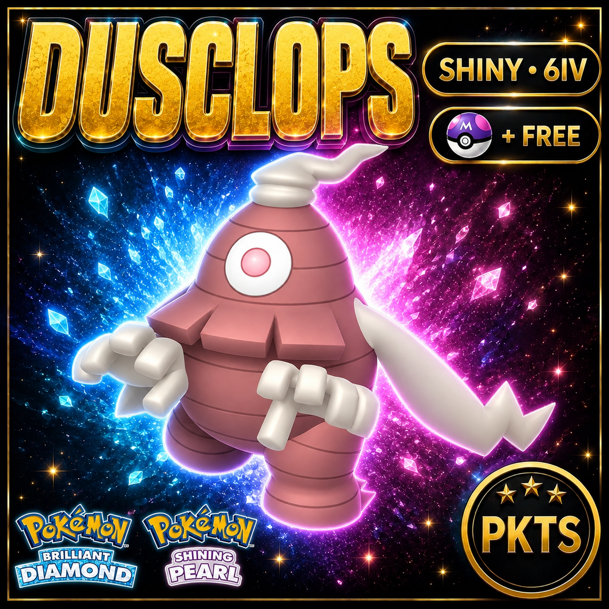 Shiny Dusclops for Pokémon Brilliant Diamond & Shining Pearl (BDSP), 6IV, PKTS.