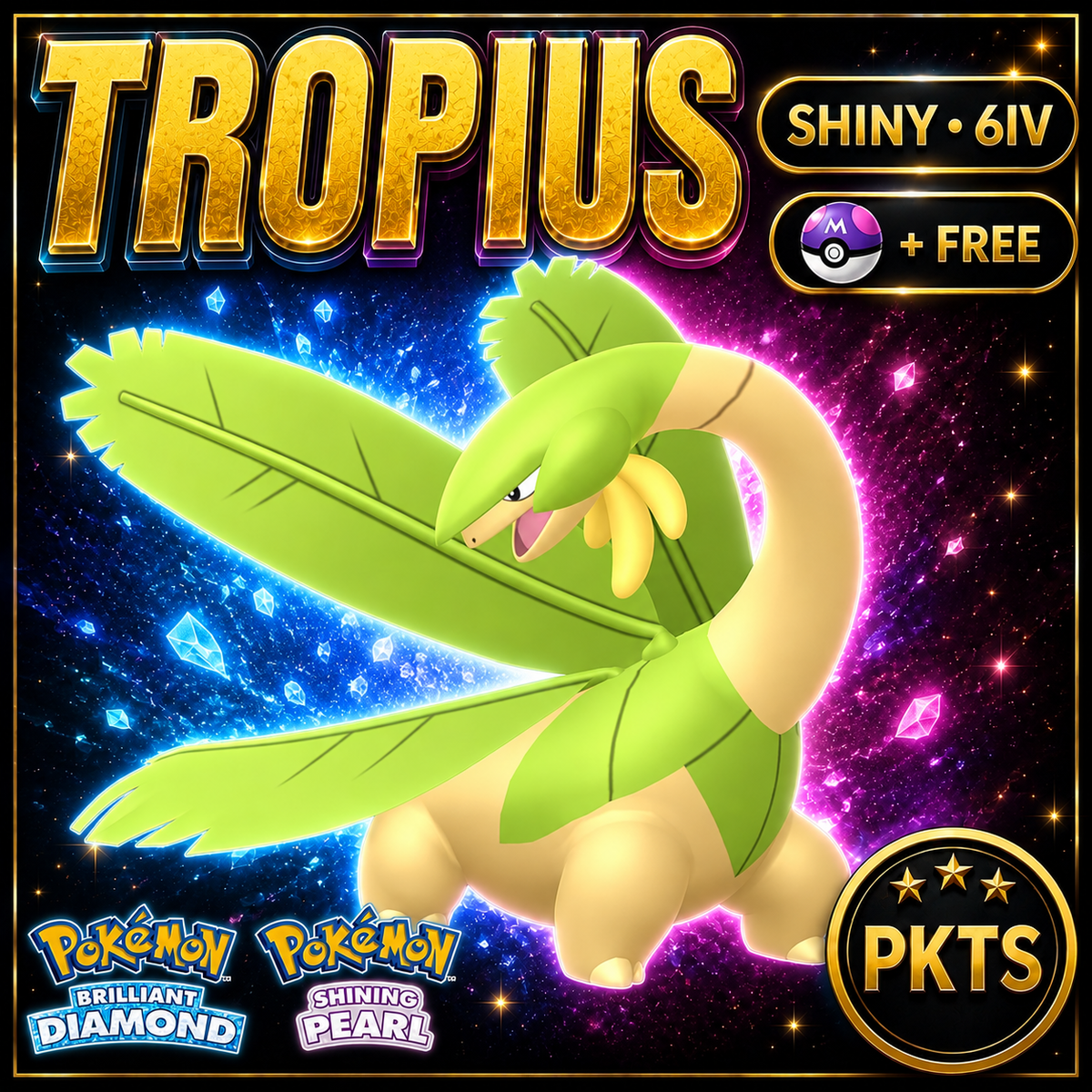 Shiny Tropius for Pokémon Brilliant Diamond & Shining Pearl (BDSP), 6IV, PKTS.