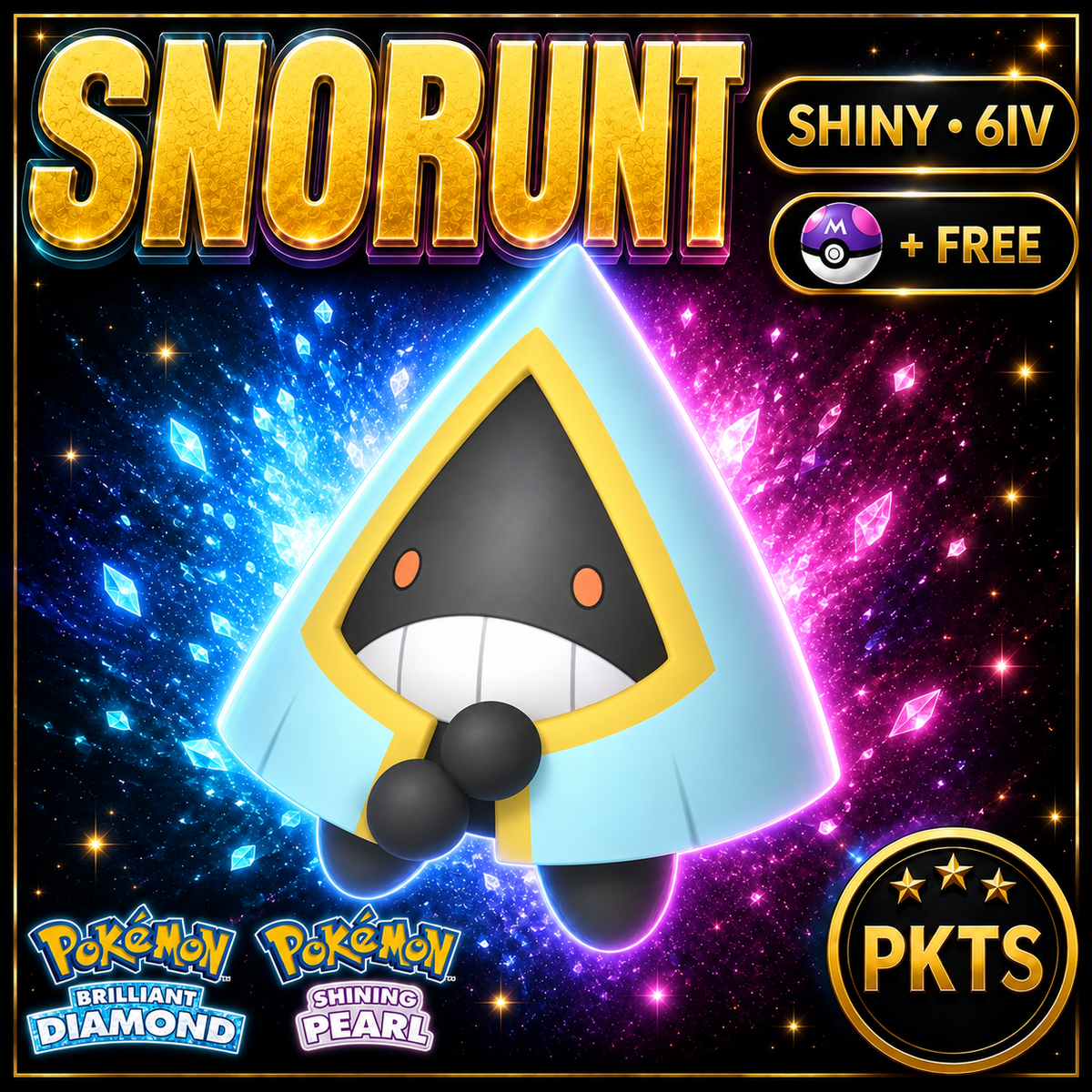 Shiny Snorunt for Pokémon Brilliant Diamond & Shining Pearl (BDSP), 6IV, PKTS.