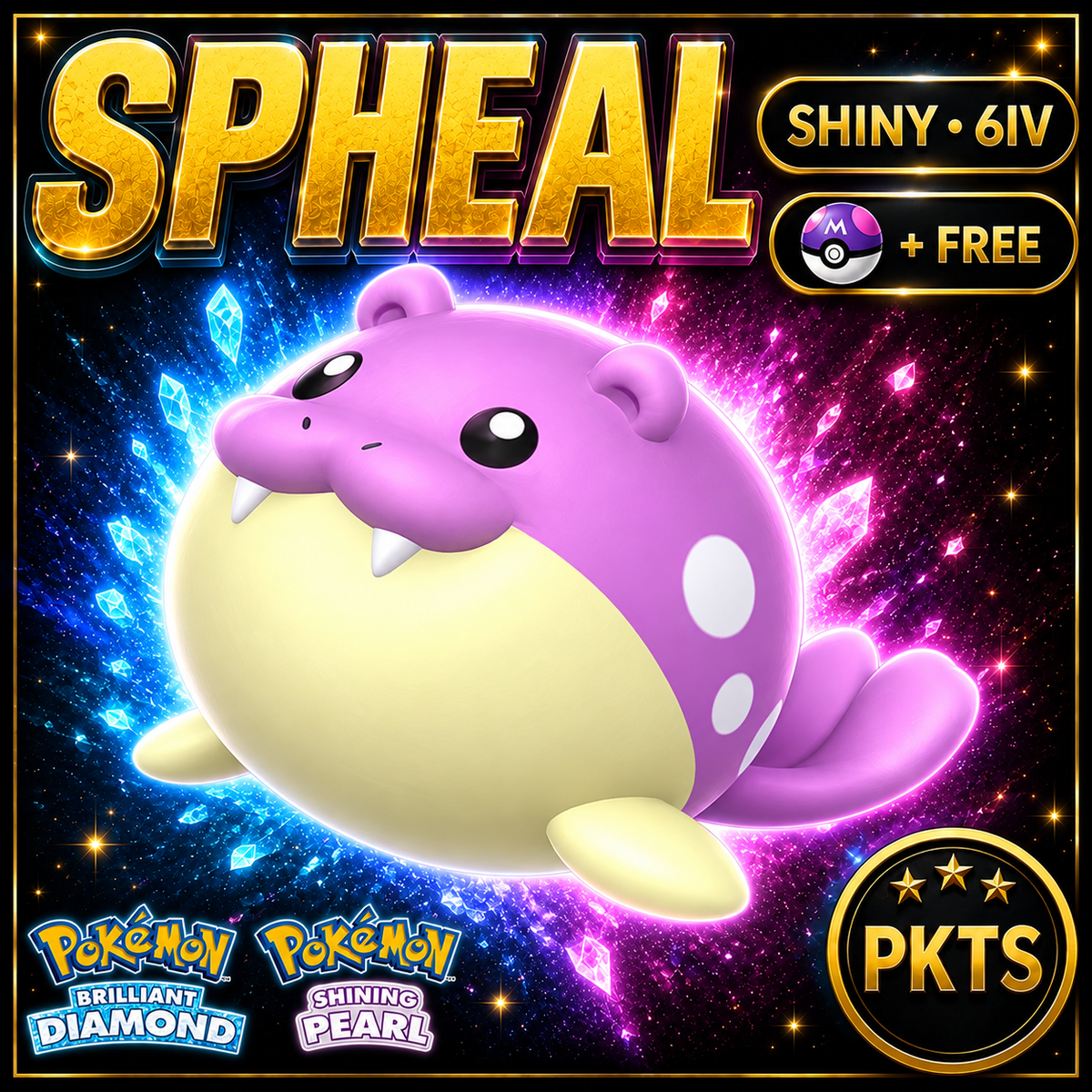Shiny Spheal for Pokémon Brilliant Diamond & Shining Pearl (BDSP), 6IV, PKTS.