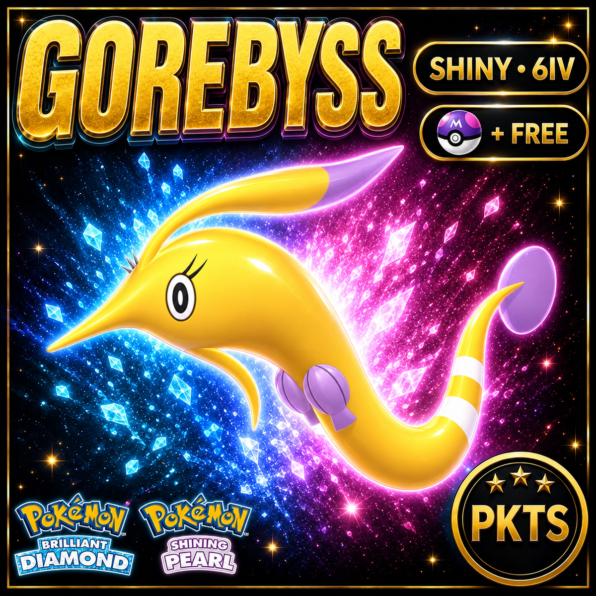 Shiny Gorebyss for Pokémon Brilliant Diamond & Shining Pearl (BDSP), 6IV, PKTS.