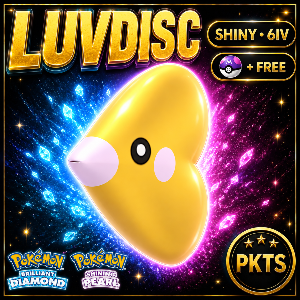 Shiny Luvdisc for Pokémon Brilliant Diamond & Shining Pearl (BDSP), 6IV, PKTS.