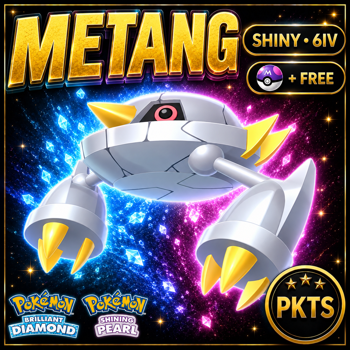 Shiny Metang for Pokémon Brilliant Diamond & Shining Pearl (BDSP), 6IV, PKTS.