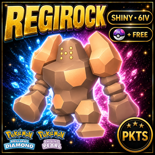 Shiny Regirock for Pokémon Brilliant Diamond & Shining Pearl (BDSP), 6IV, PKTS.