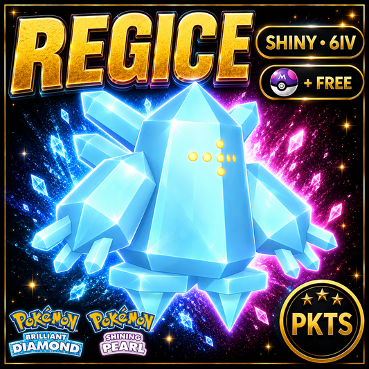 Shiny Regice for Pokémon Brilliant Diamond & Shining Pearl (BDSP), 6IV, PKTS.