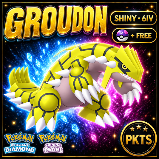 Shiny Groudon for Pokémon Brilliant Diamond & Shining Pearl (BDSP), 6IV, PKTS.