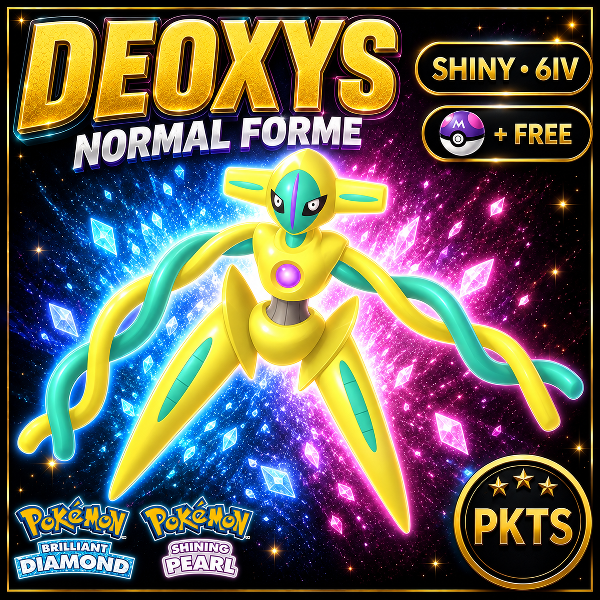 Shiny Deoxys Normal Forme for Pokémon Brilliant Diamond & Shining Pearl (BDSP), 6IV, PKTS.