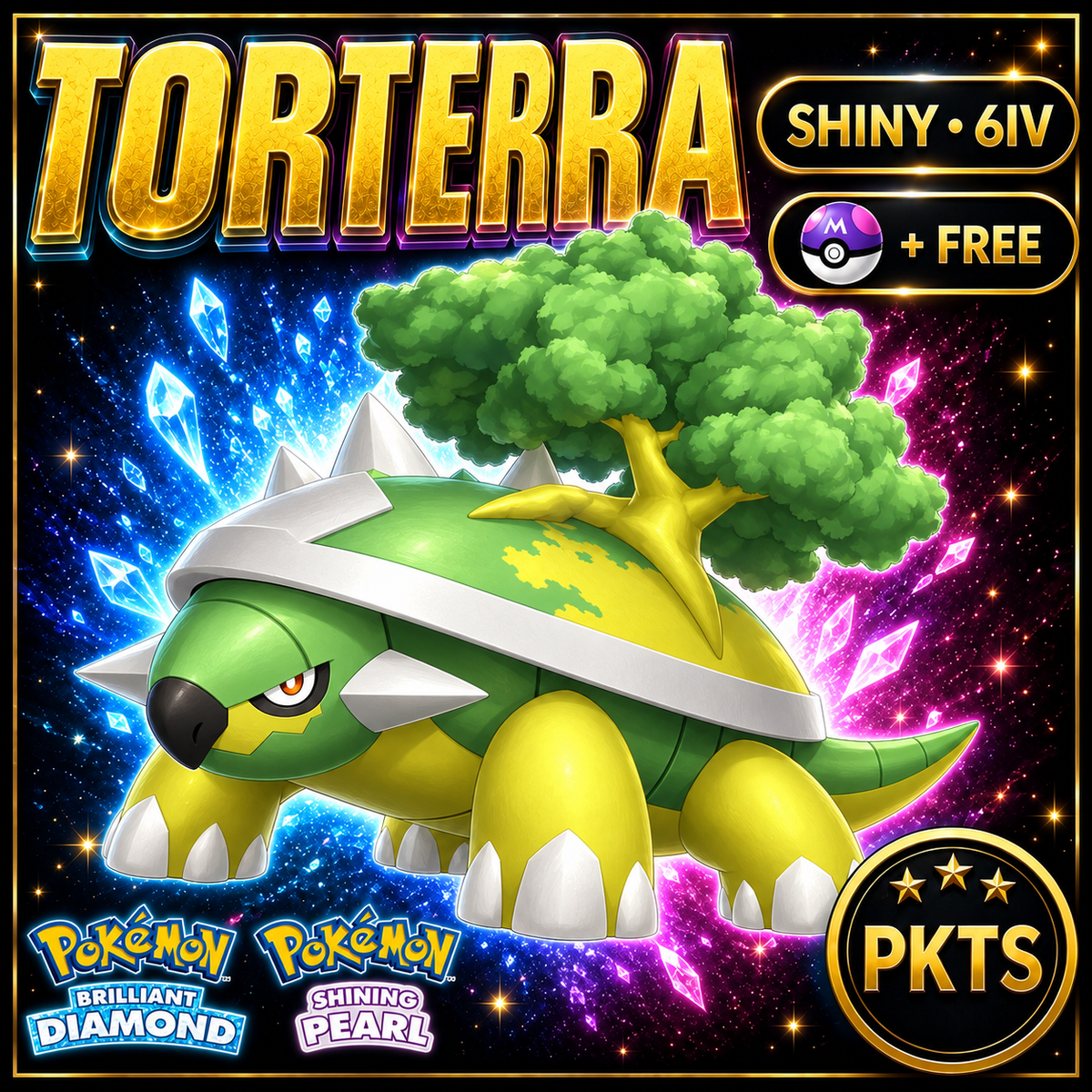Shiny Torterra for Pokémon Brilliant Diamond & Shining Pearl (BDSP), 6IV, PKTS.