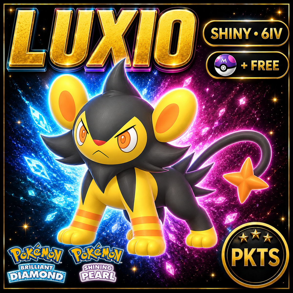 Shiny Luxio for Pokémon Brilliant Diamond & Shining Pearl (BDSP), 6IV, PKTS.