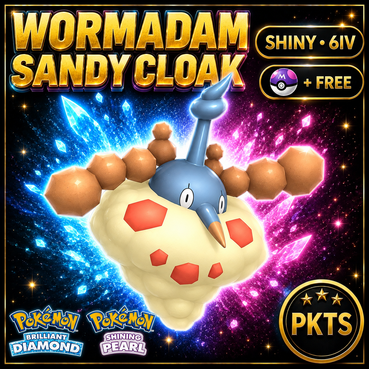 Shiny Wormadam Sandy Cloak for Pokémon Brilliant Diamond & Shining Pearl (BDSP), 6IV, PKTS.