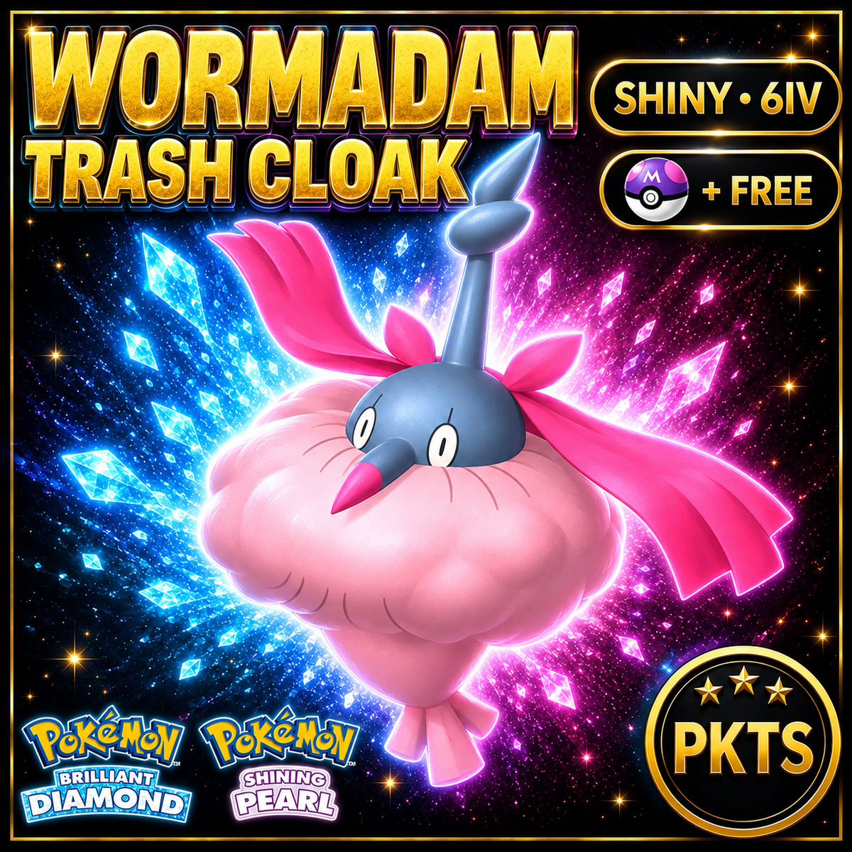 Shiny Wormadam Trash Cloak for Pokémon Brilliant Diamond & Shining Pearl (BDSP), 6IV, PKTS.
