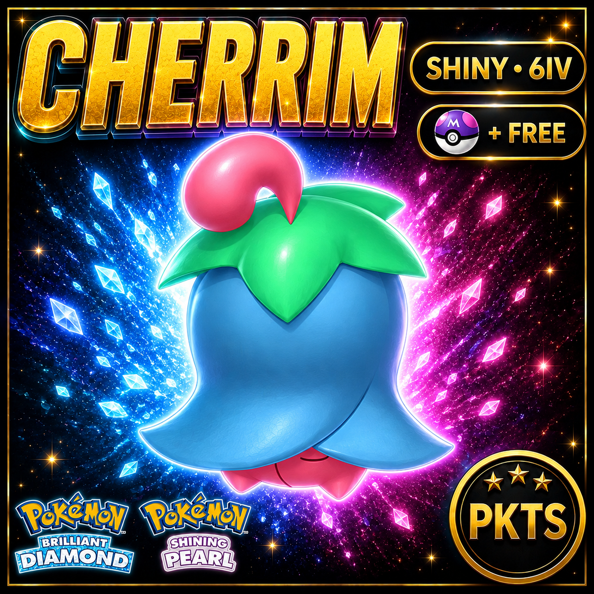 Shiny Cherrim for Pokémon Brilliant Diamond & Shining Pearl (BDSP), 6IV, PKTS.