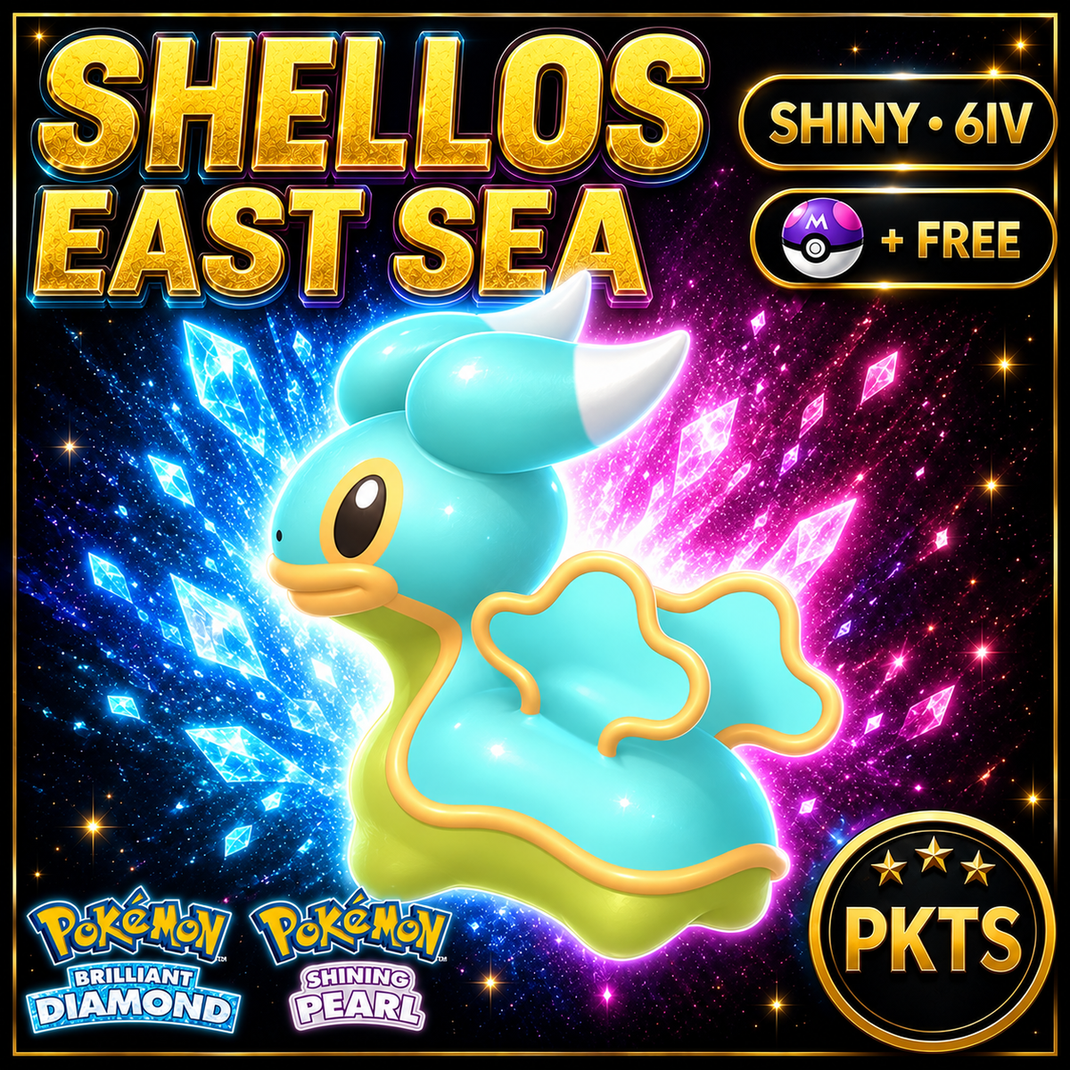 Shiny Shellos East Sea for Pokémon Brilliant Diamond & Shining Pearl (BDSP), 6IV, PKTS.