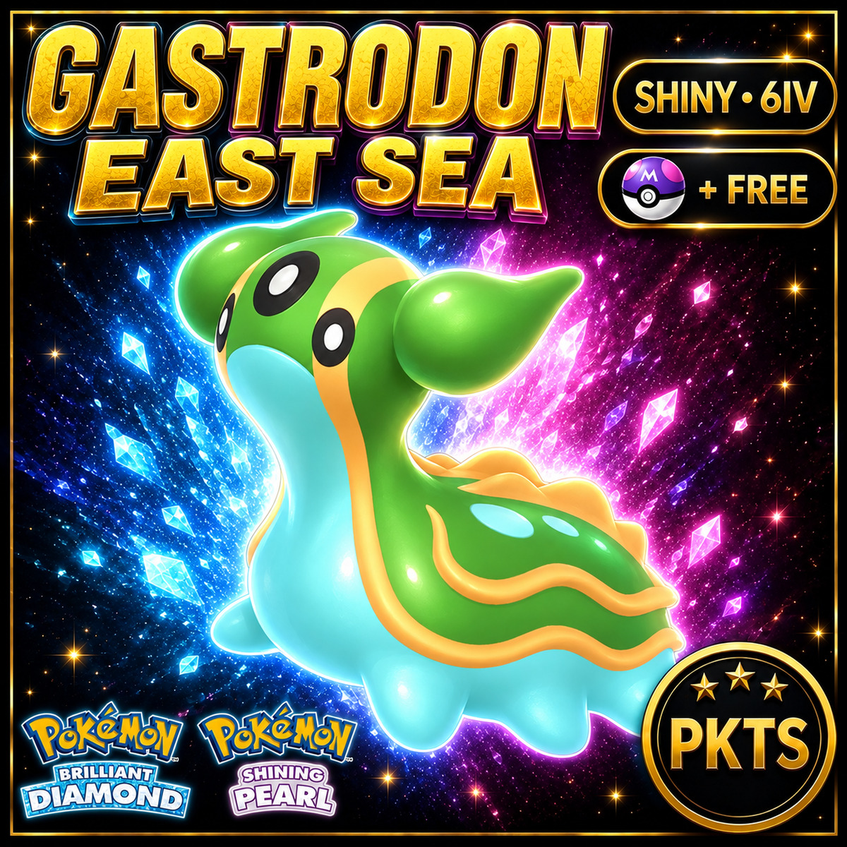 Shiny Gastrodon East Sea for Pokémon Brilliant Diamond & Shining Pearl (BDSP), 6IV, PKTS.