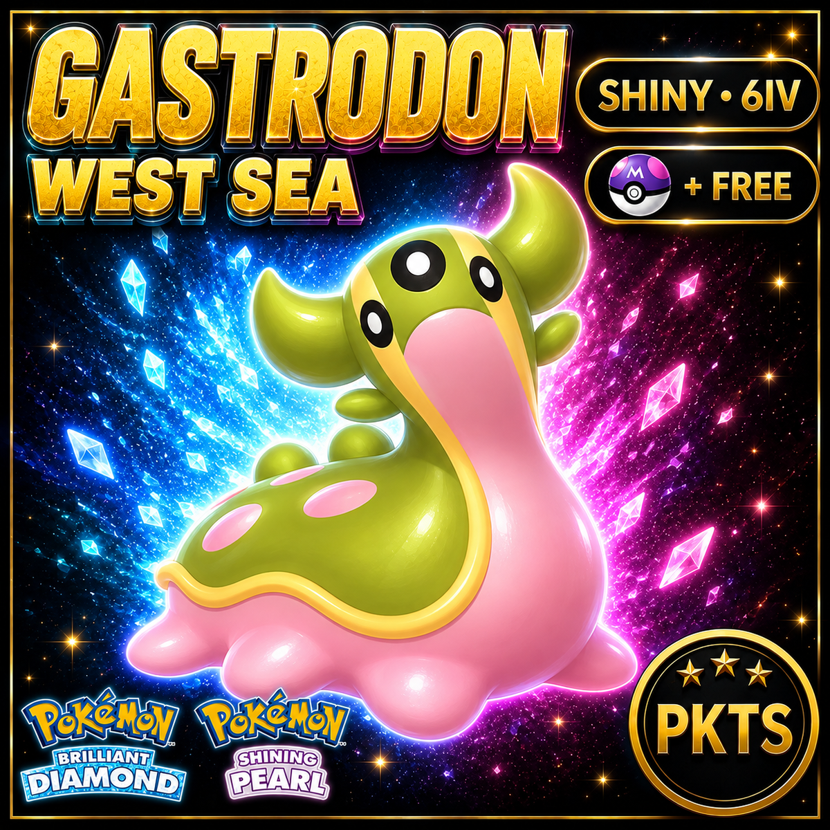Shiny Gastrodon West Sea for Pokémon Brilliant Diamond & Shining Pearl (BDSP), 6IV, PKTS.