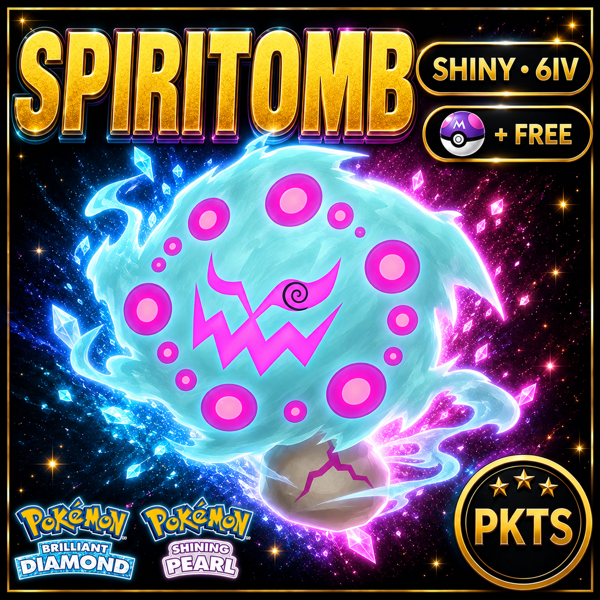 Shiny Spiritomb for Pokémon Brilliant Diamond & Shining Pearl (BDSP), 6IV, PKTS.