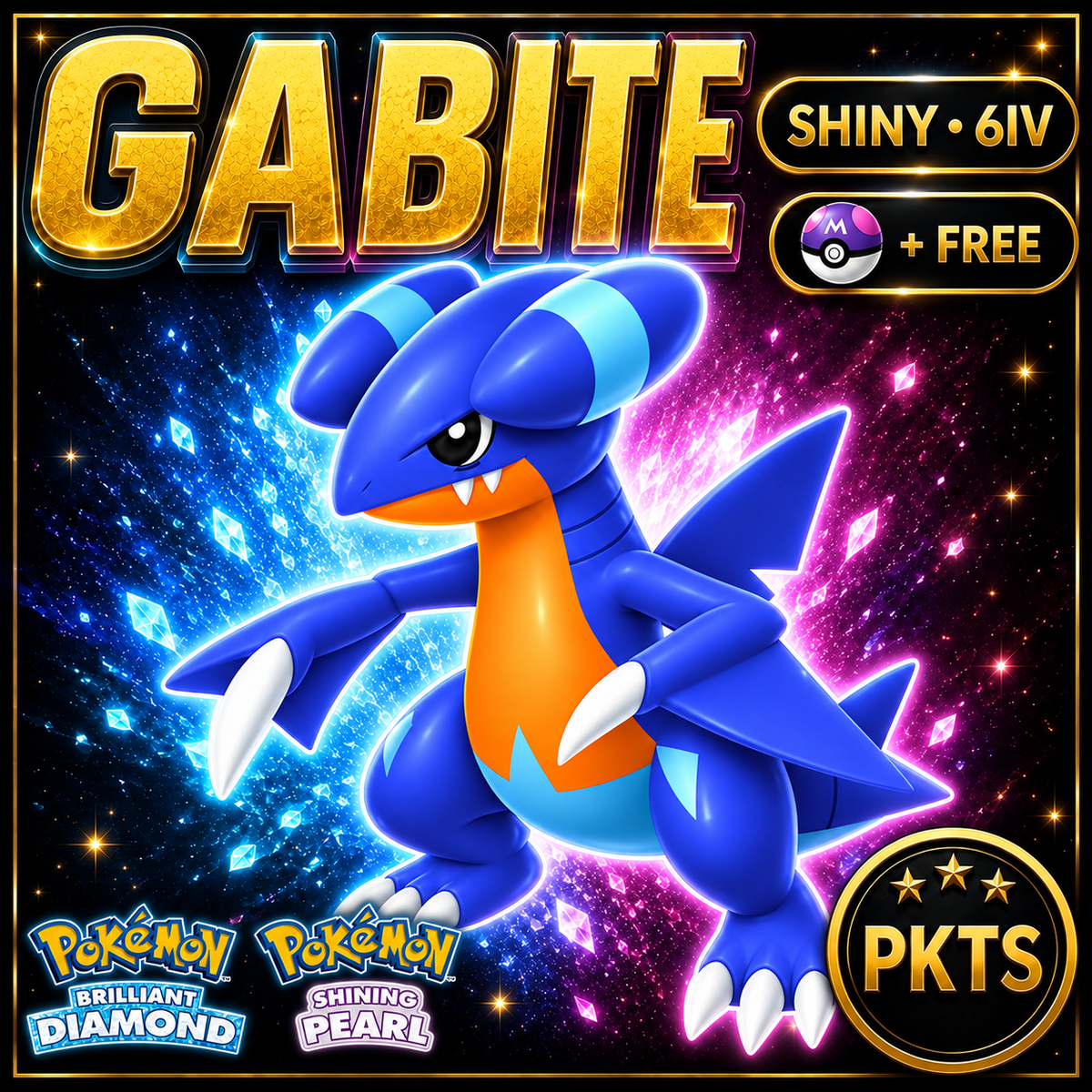 Shiny Gabite for Pokémon Brilliant Diamond & Shining Pearl (BDSP), 6IV, PKTS.