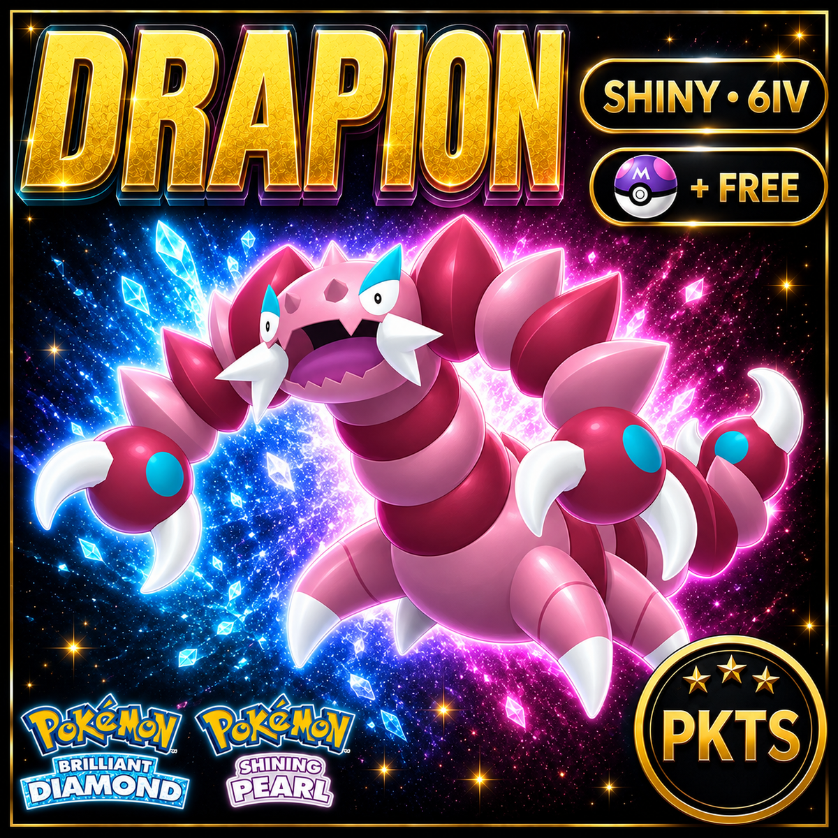 Shiny Drapion for Pokémon Brilliant Diamond & Shining Pearl (BDSP), 6IV, PKTS.