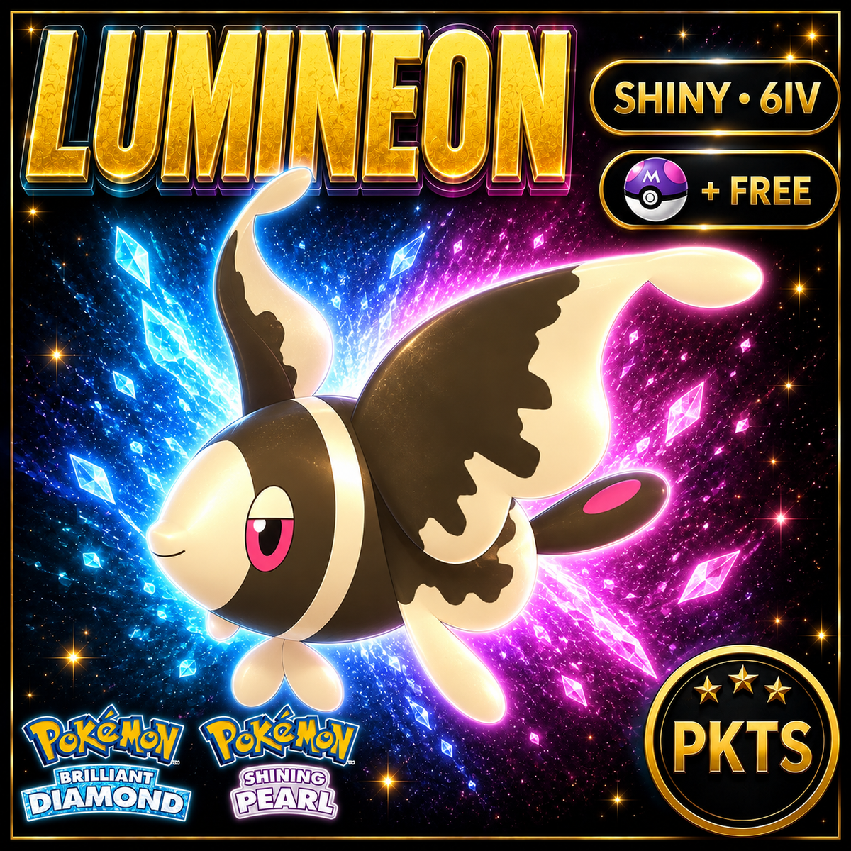 Shiny Lumineon for Pokémon Brilliant Diamond & Shining Pearl (BDSP), 6IV, PKTS.