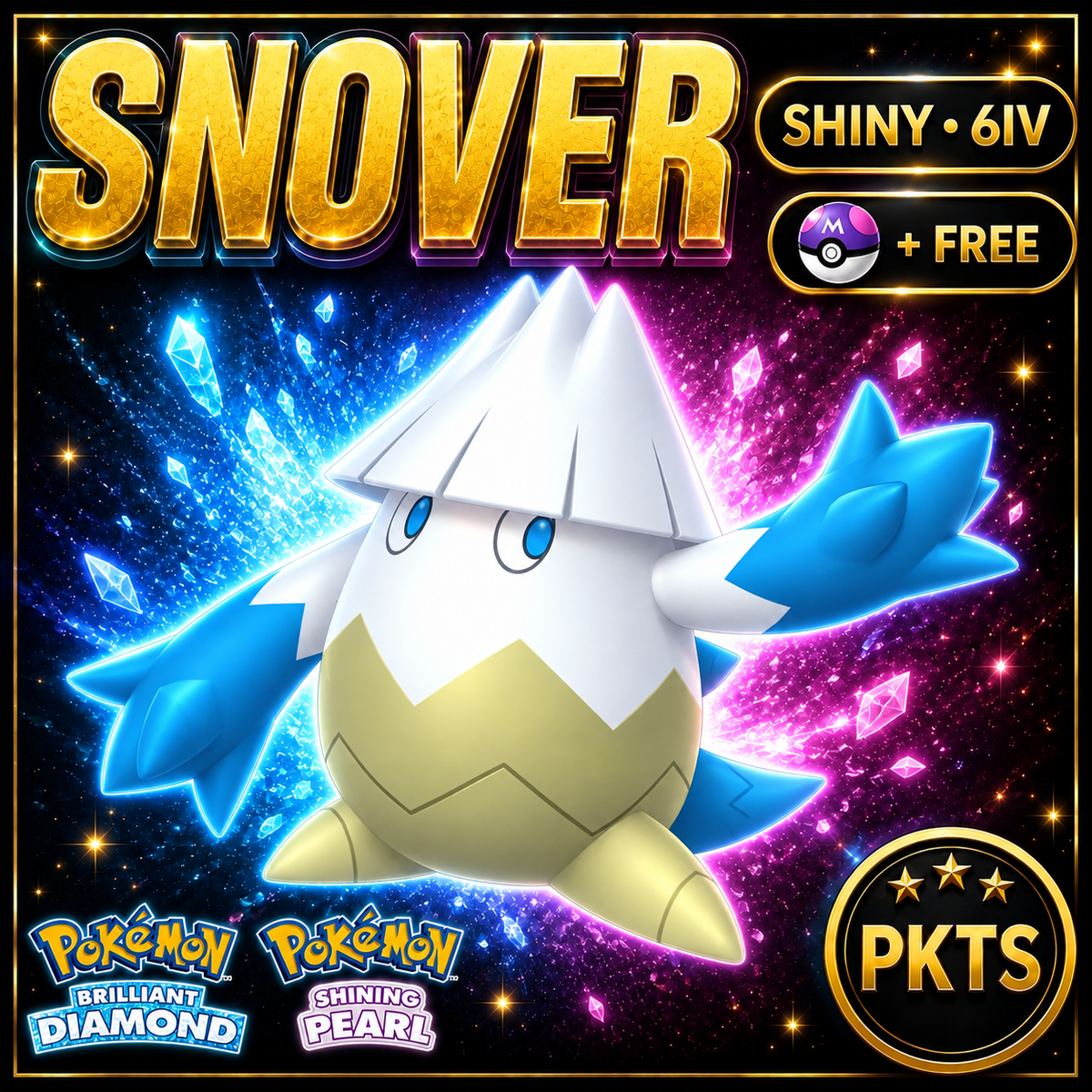 Shiny Snover for Pokémon Brilliant Diamond & Shining Pearl (BDSP), 6IV, PKTS.