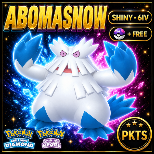 Shiny Abomasnow for Pokémon Brilliant Diamond & Shining Pearl (BDSP), 6IV, PKTS.