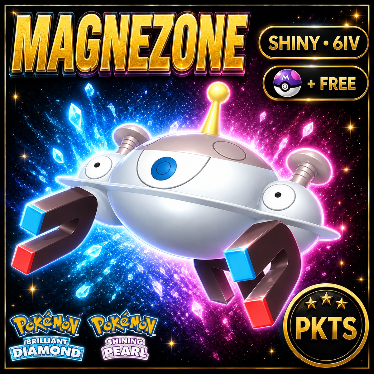 Shiny Magnezone for Pokémon Brilliant Diamond & Shining Pearl (BDSP), 6IV, PKTS.